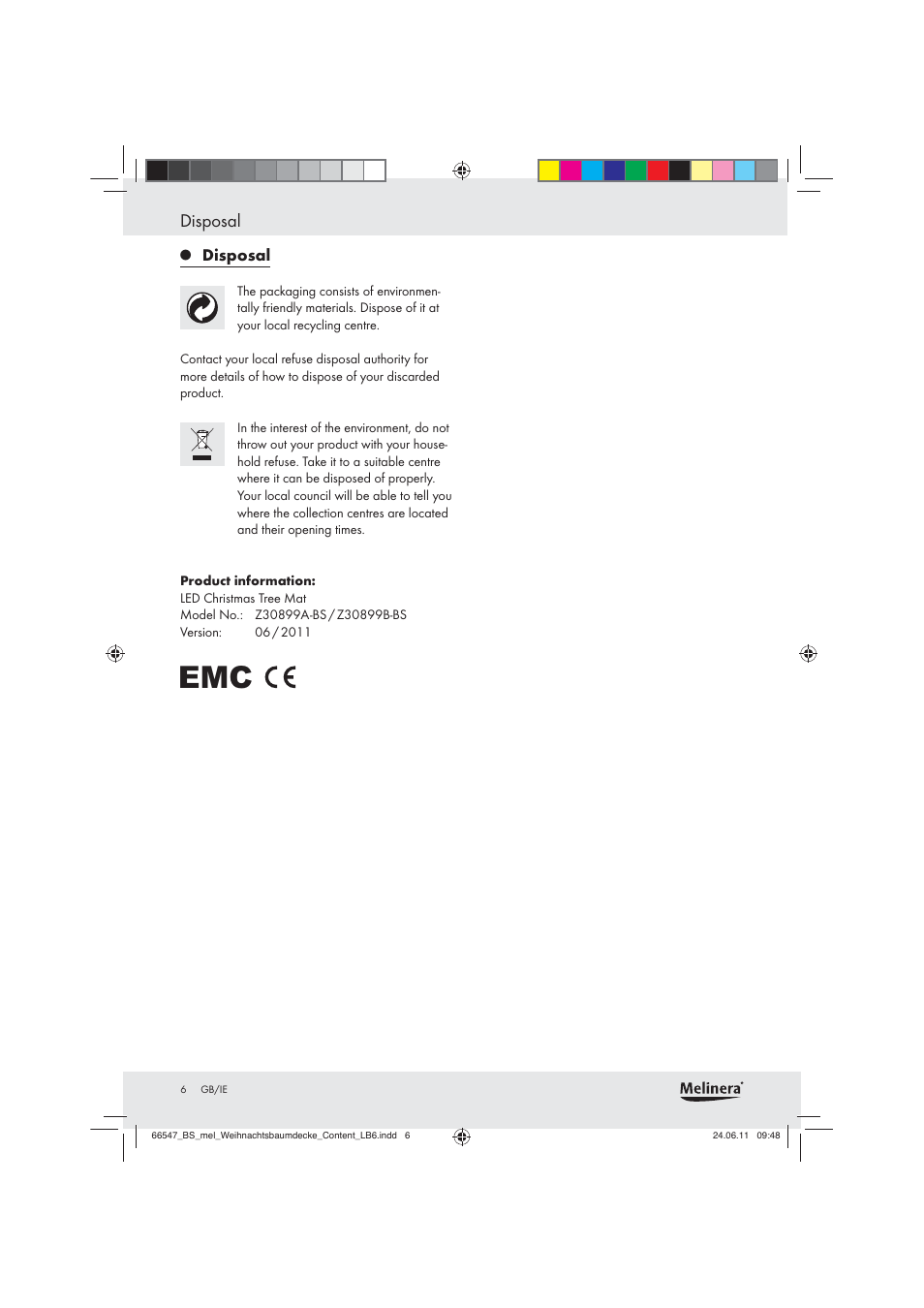 Disposal | Melinera Z30899A-BS User Manual | Page 4 / 4