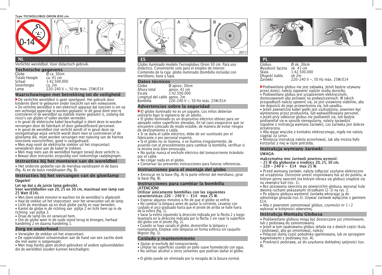 Melinera Illuminated Globe User Manual | 2 pages