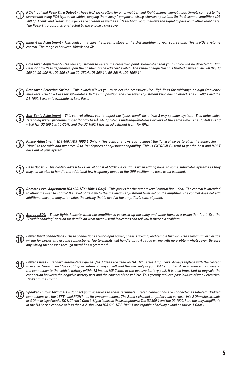 Diamond Audio Technology D3 400.2 User Manual | Page 5 / 12