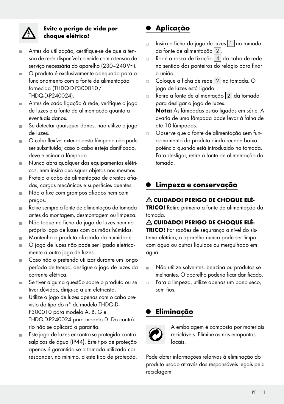 Aplicação, Limpeza e conservação, Eliminação | Melinera Z31413 User Manual | Page 11 / 19