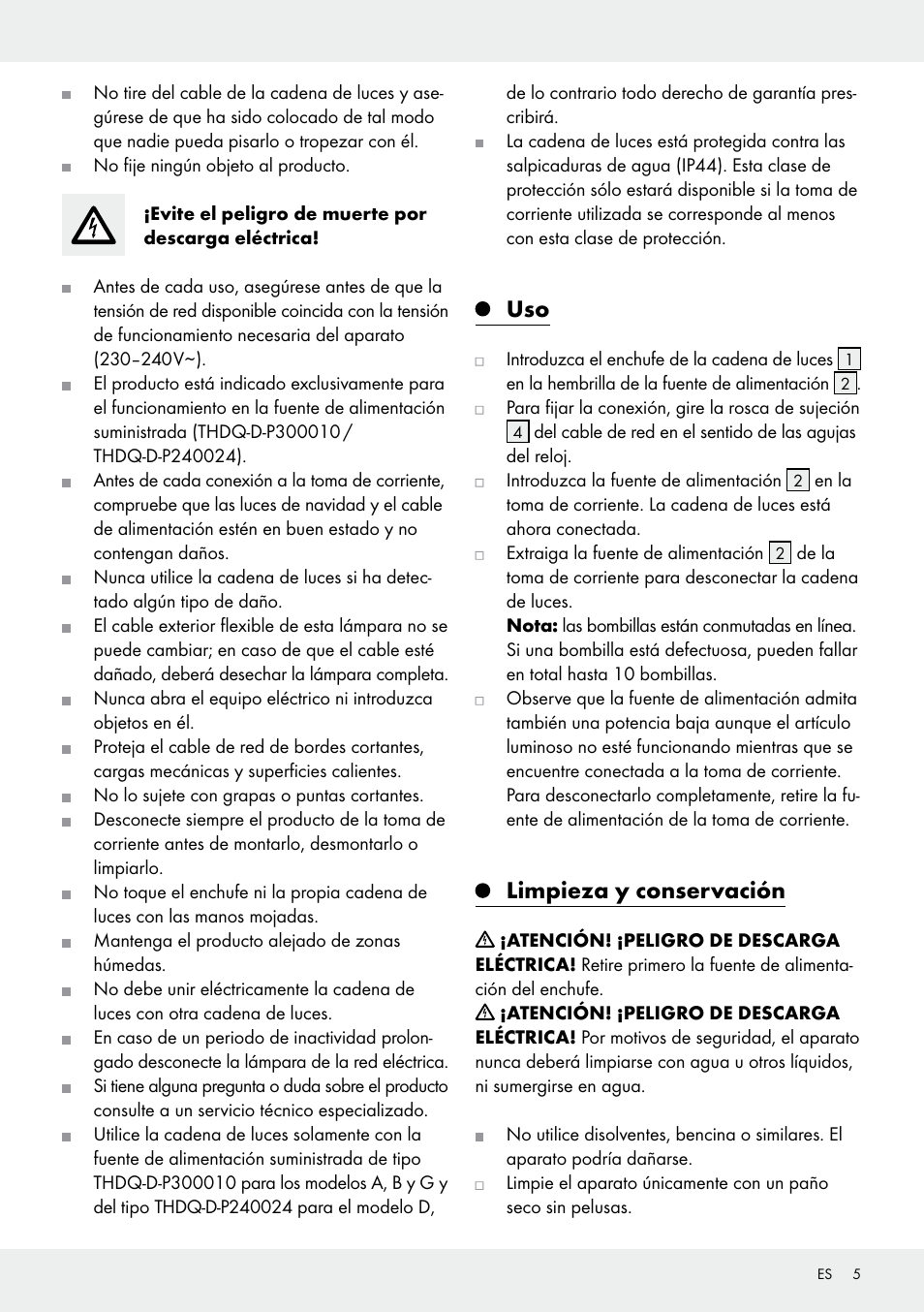 Limpieza y conservación | Melinera Z31413 User Manual | Page 5 / 19