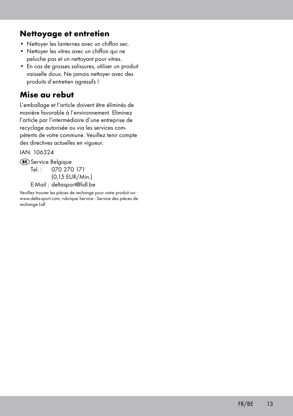 Nettoyage et entretien, Mise au rebut | Melinera BL-2040 User Manual | Page 13 / 20