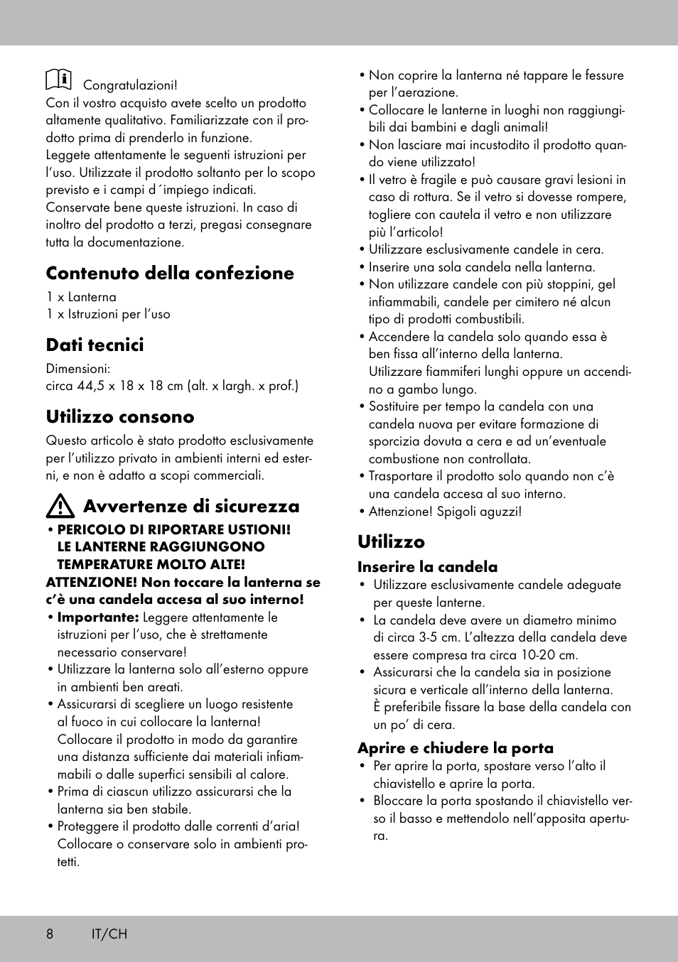 Contenuto della confezione, Dati tecnici, Utilizzo consono | Avvertenze di sicurezza, Utilizzo | Melinera BL-2042 User Manual | Page 8 / 12