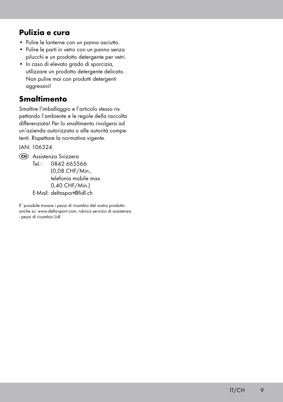 Pulizia e cura, Smaltimento | Melinera BL-2042 User Manual | Page 9 / 12