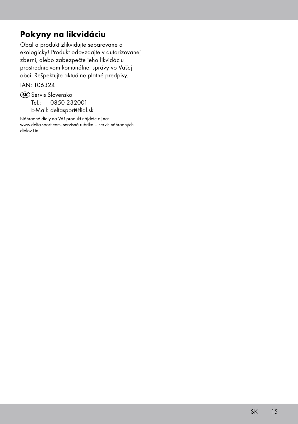 Pokyny na likvidáciu | Melinera BL-2041 User Manual | Page 15 / 20