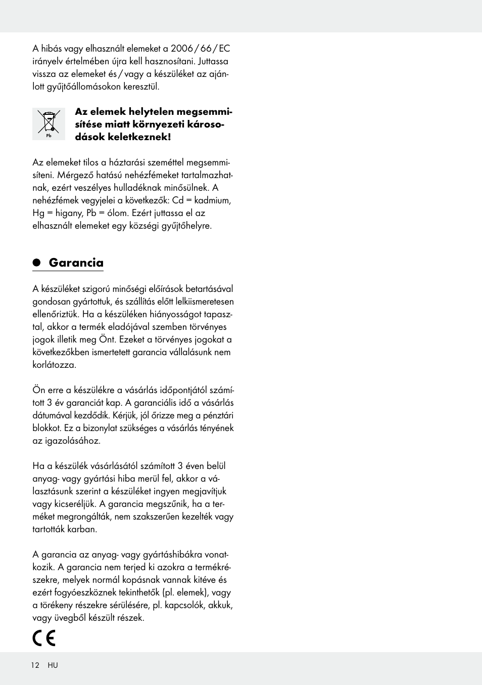 Garancia | Melinera Z30906A/Z30906B/Z30906C User Manual | Page 12 / 26