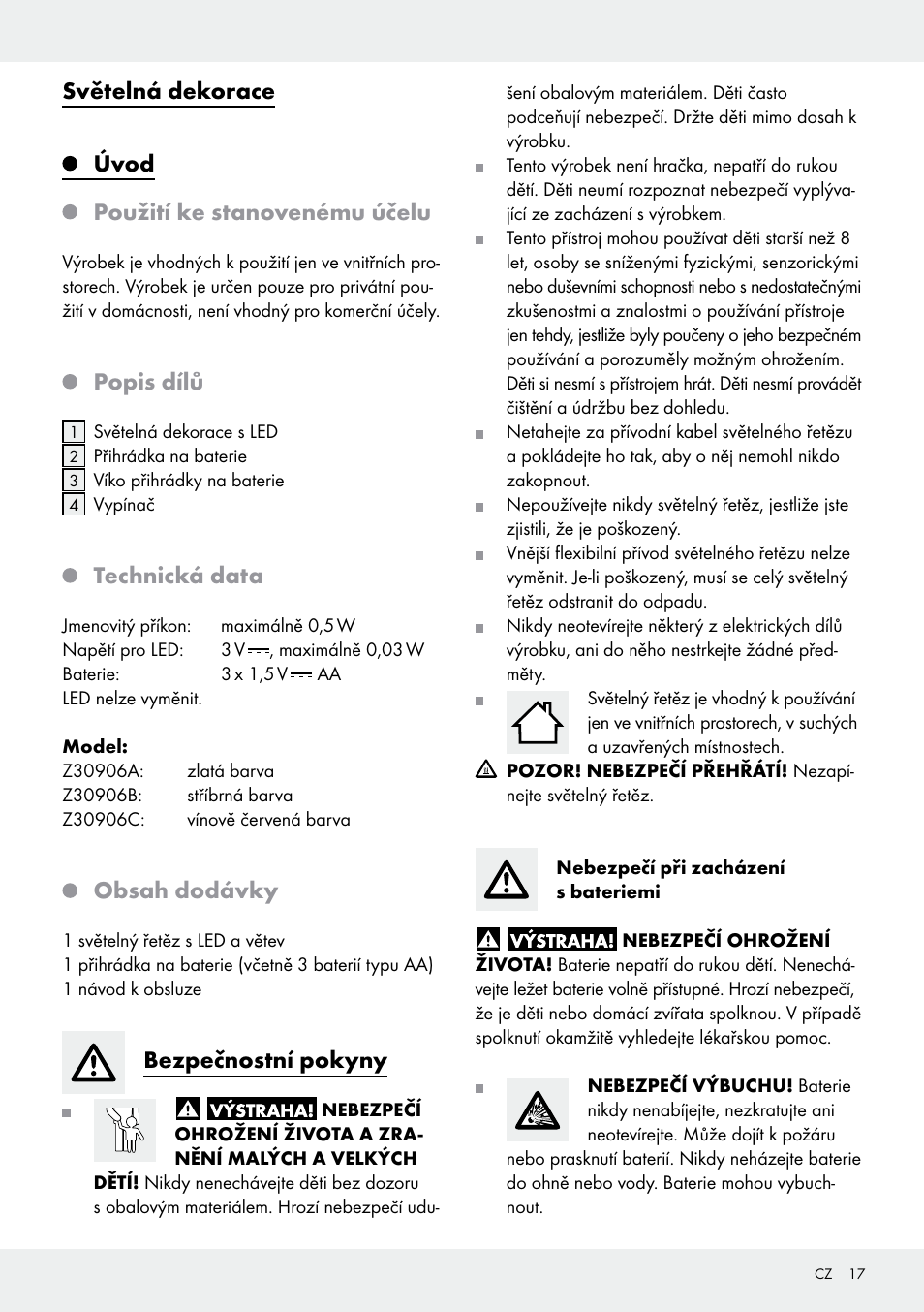 Melinera Z30906A/Z30906B/Z30906C User Manual | Page 17 / 26