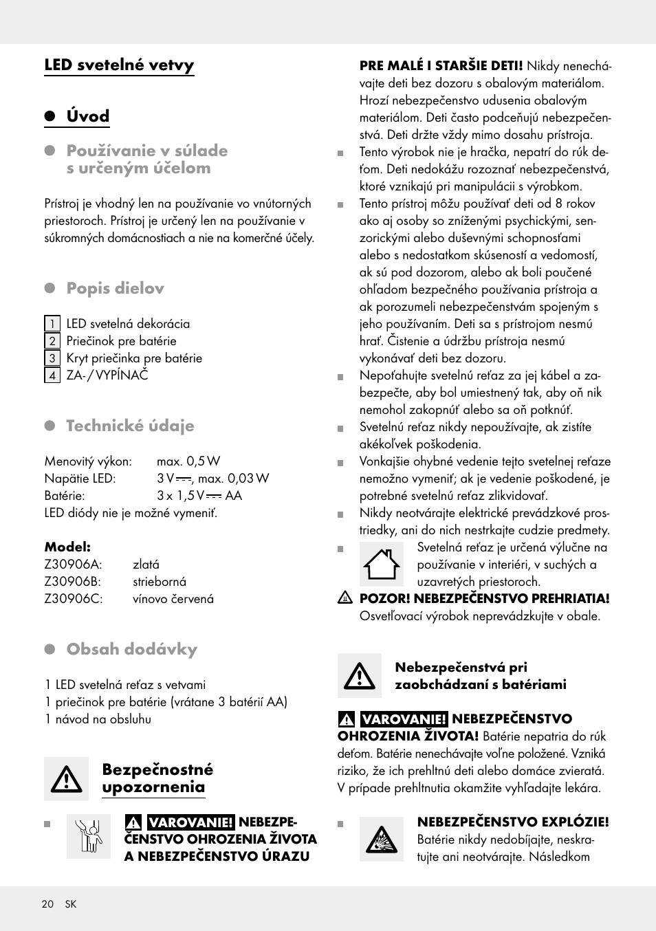 Melinera Z30906A/Z30906B/Z30906C User Manual | Page 20 / 26