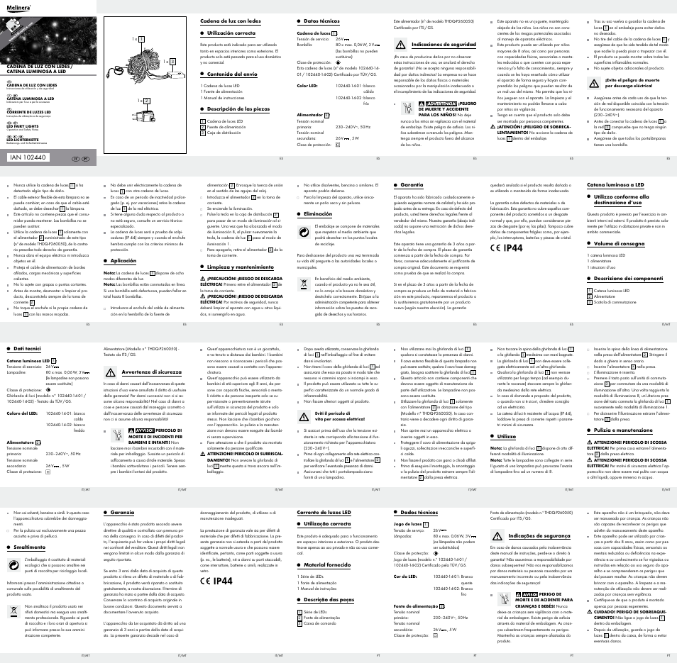 Melinera 102440-14-01-BS/ 102440-14-02-BS User Manual | 2 pages