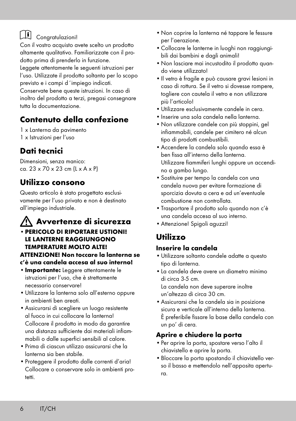 Contenuto della confezione, Dati tecnici, Utilizzo consono | Avvertenze di sicurezza, Utilizzo | Melinera EL-2020 User Manual | Page 6 / 12