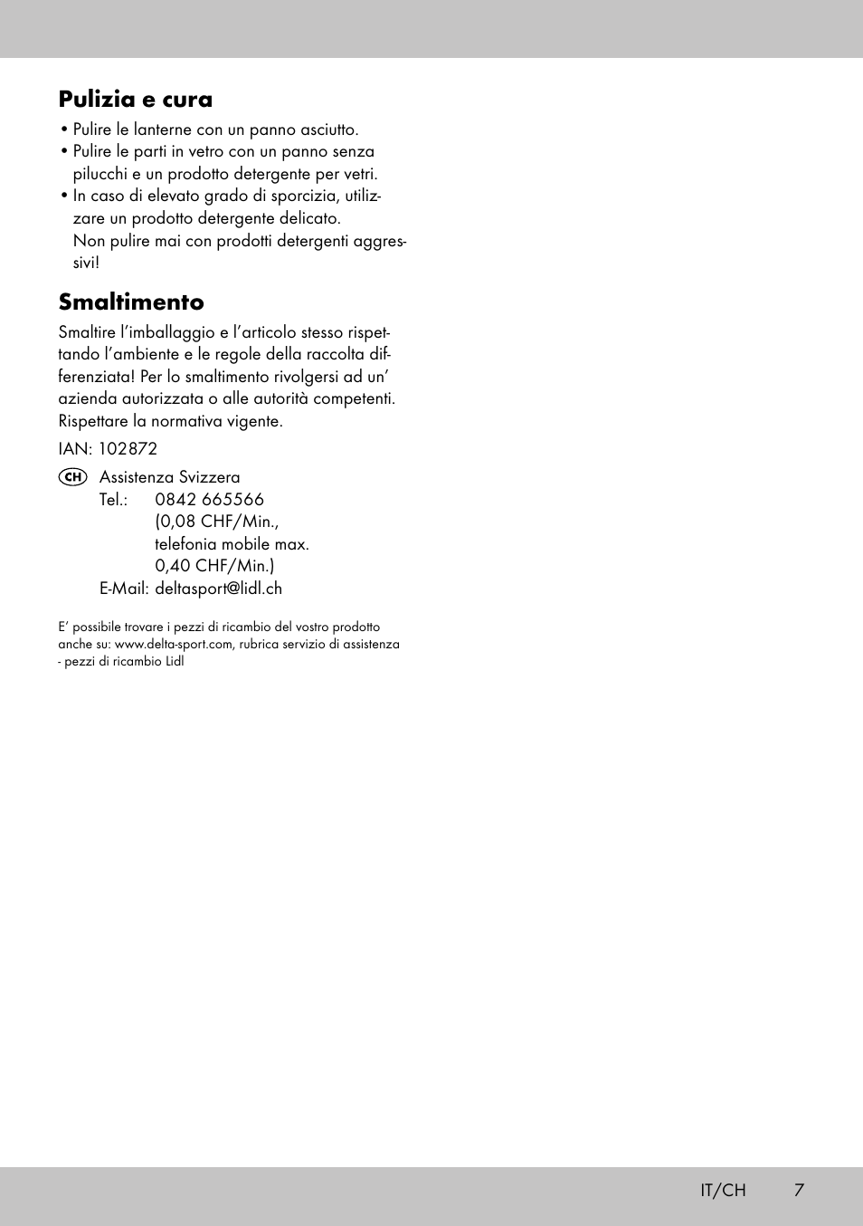 Pulizia e cura, Smaltimento | Melinera EL-2020 User Manual | Page 7 / 12