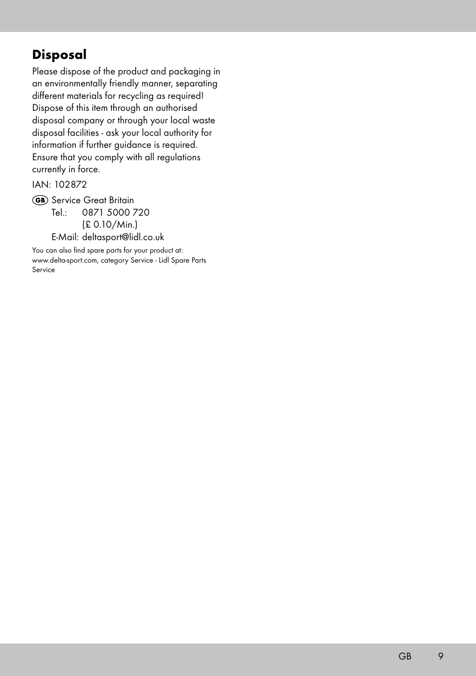 Disposal | Melinera EL-2020 User Manual | Page 9 / 12
