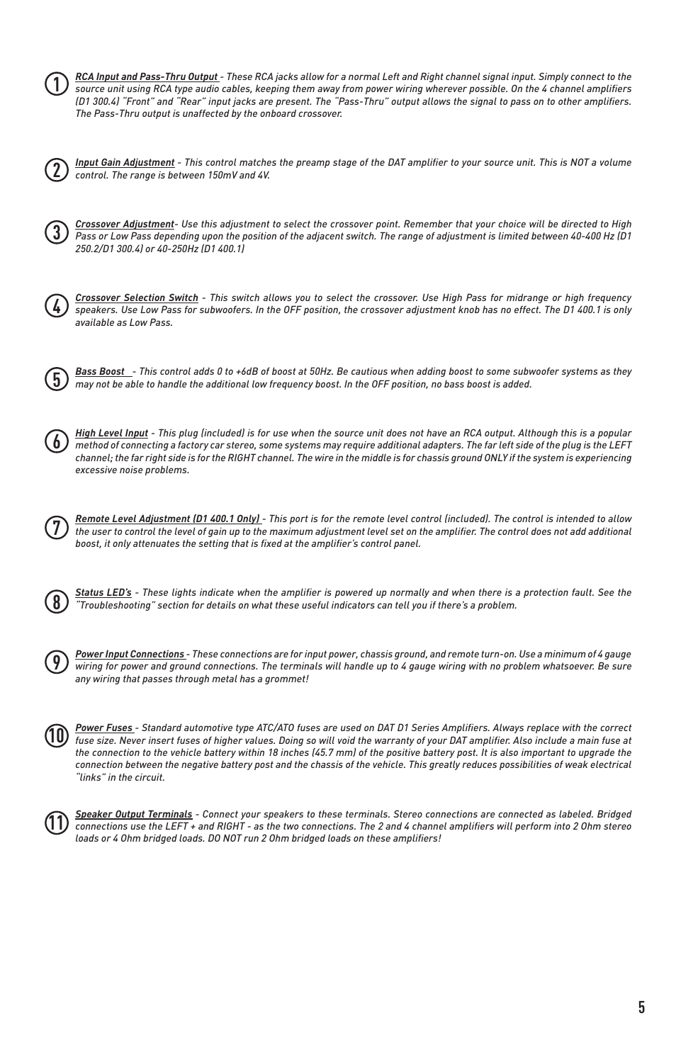 Diamond Audio Technology D1 300.4 User Manual | Page 5 / 12