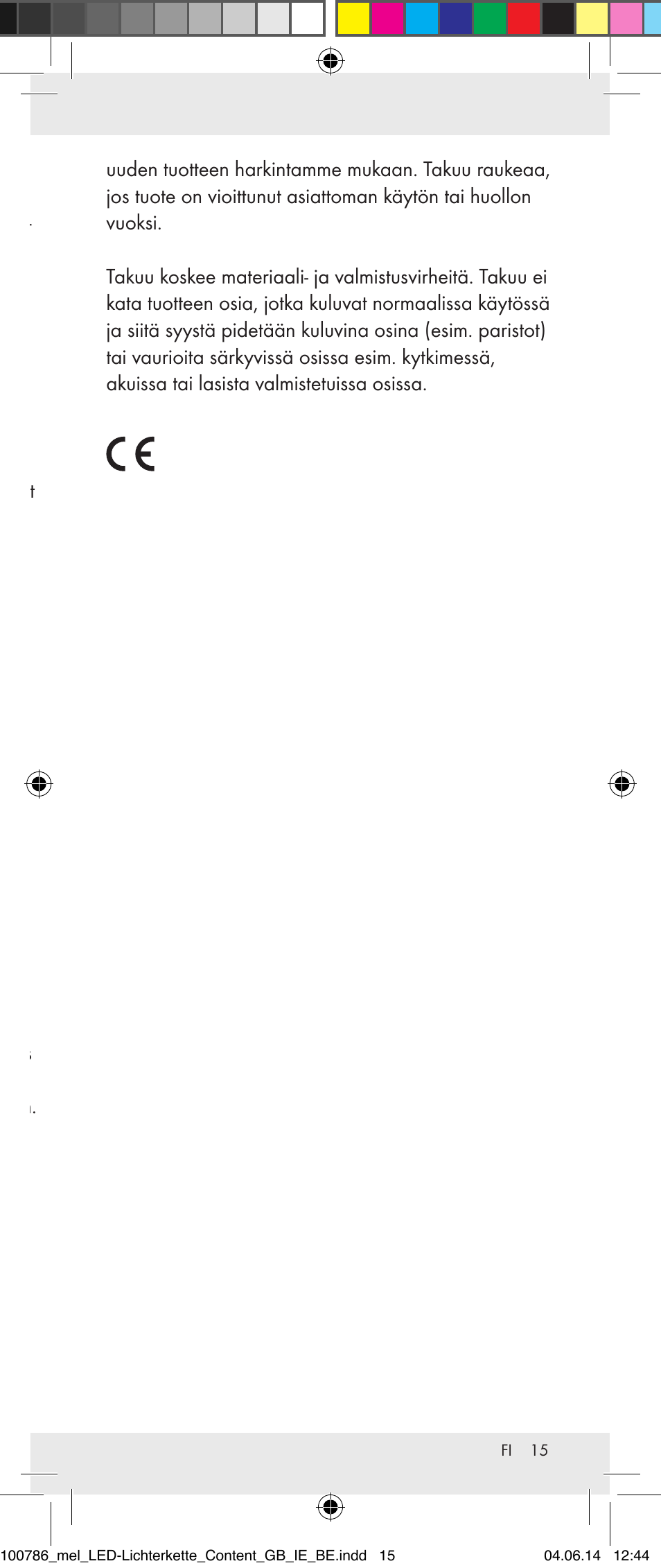 Jätehuolto, Takuu | Melinera 100786-14-01/02/03/04/05 User Manual | Page 15 / 47