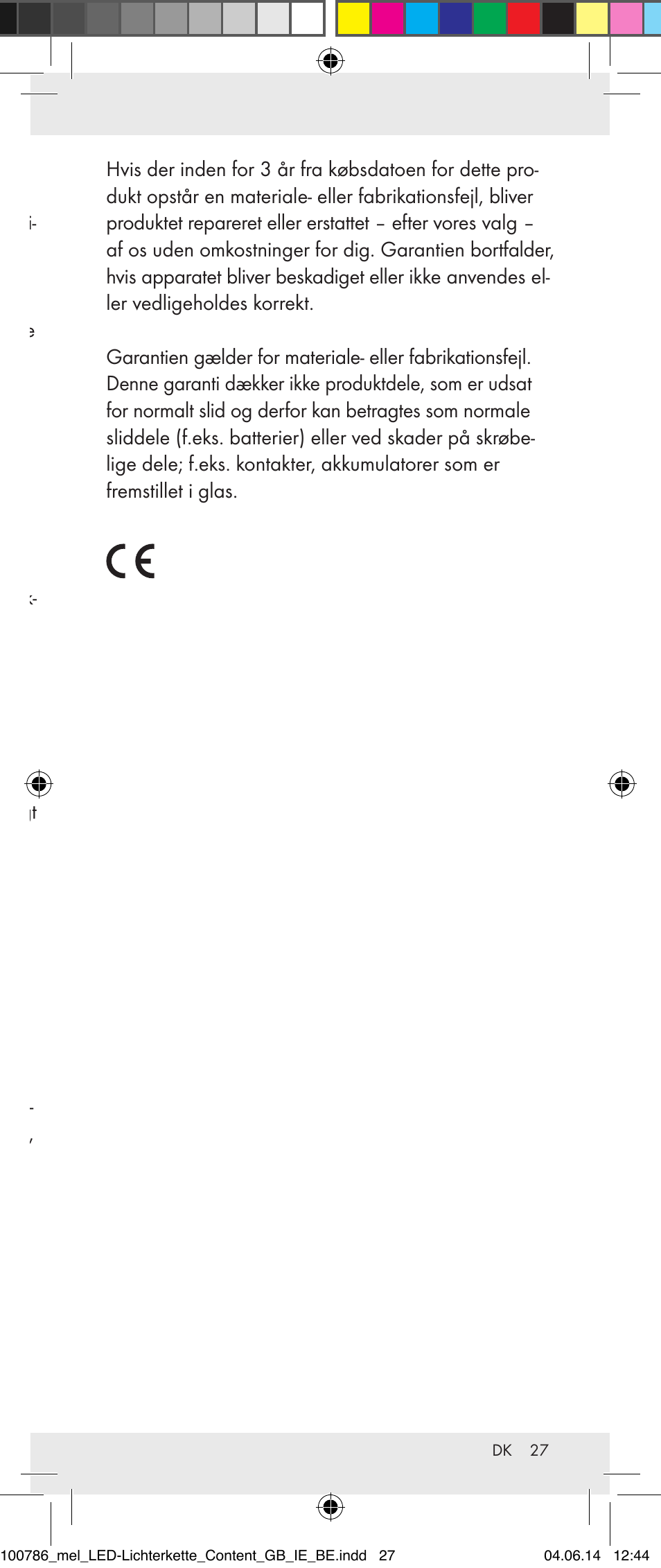 Bortskaffelse, Garanti | Melinera 100786-14-01/02/03/04/05 User Manual | Page 27 / 47