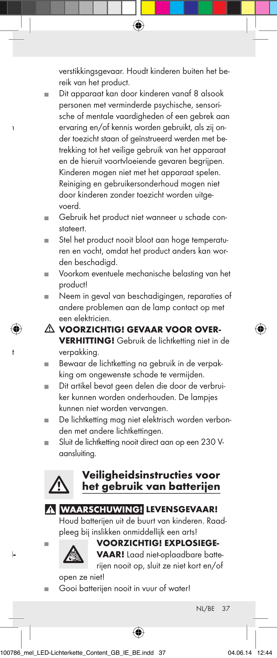 Led-lichtdecoratie doelmatig gebruik, Onderdelenbeschrijving, Technische gegevens | Leveringsomvang, Veiligheidsinstructies | Melinera 100786-14-01/02/03/04/05 User Manual | Page 37 / 47