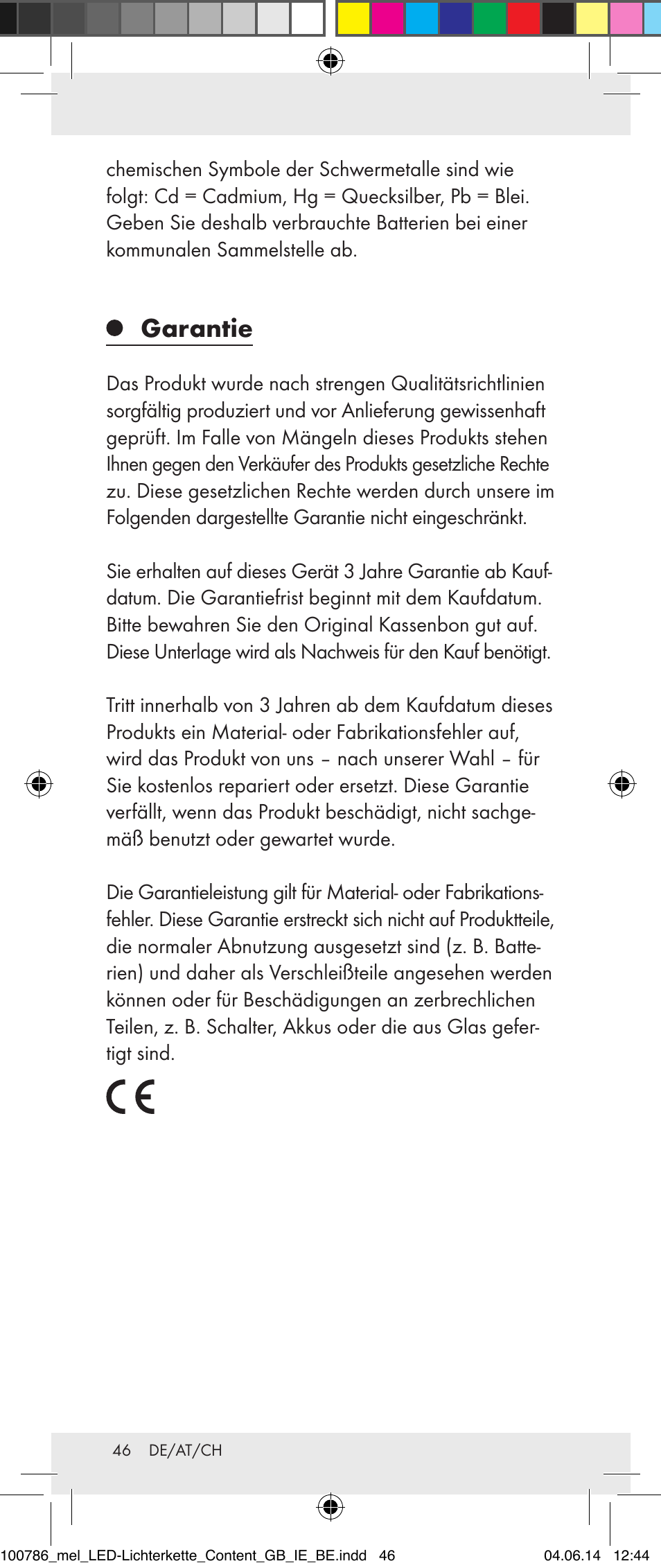 Garantie | Melinera 100786-14-01/02/03/04/05 User Manual | Page 46 / 47