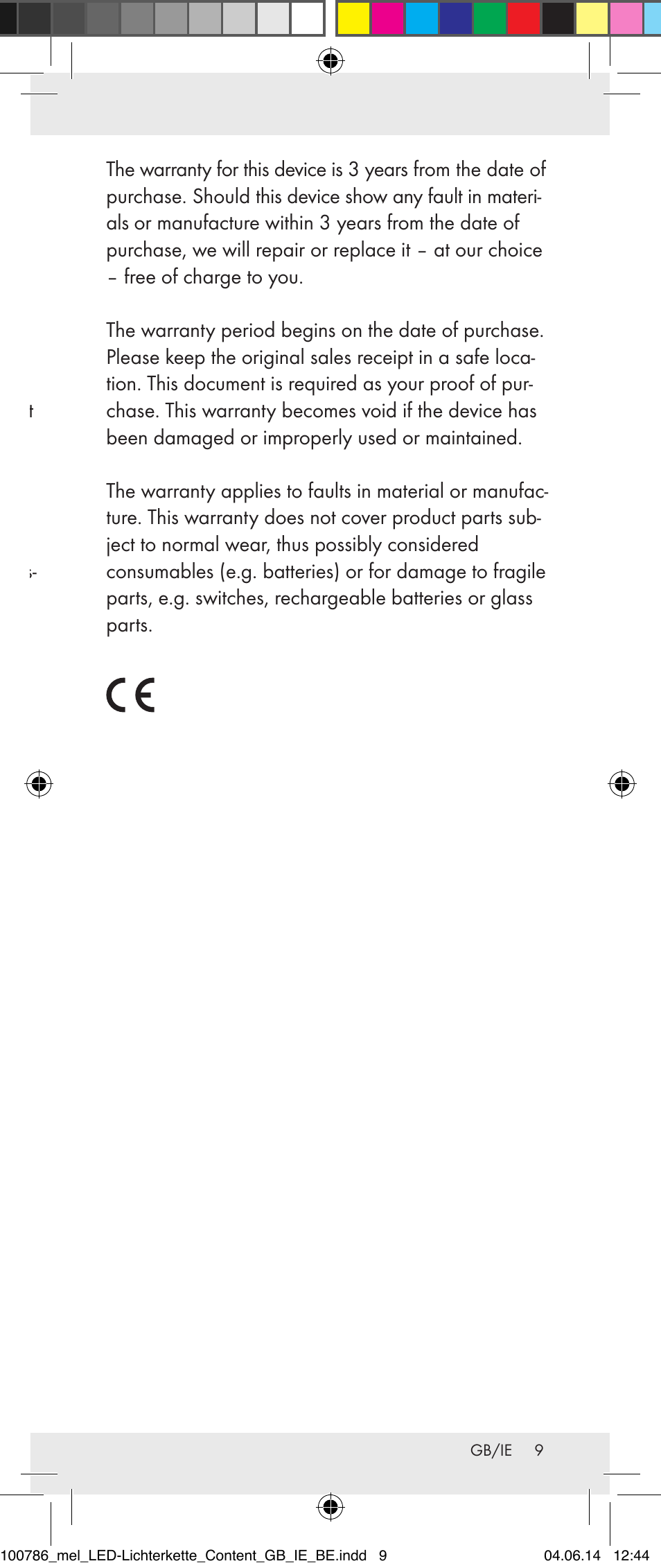 Cleaning and care, Disposal, Warranty | Melinera 100786-14-01/02/03/04/05 User Manual | Page 9 / 47