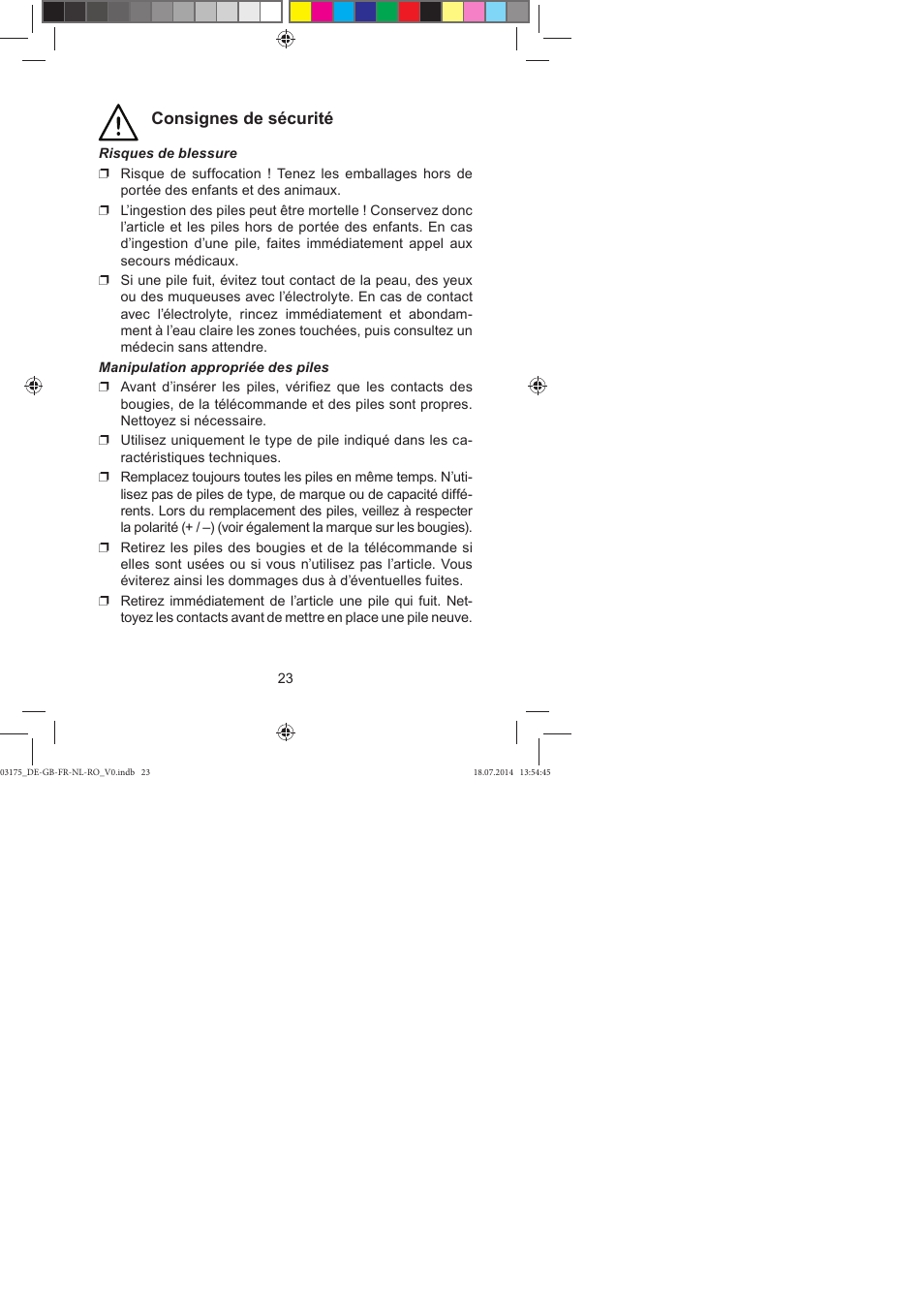 Consignes de sécurité | Melinera LED Christmas Tree Lights User Manual | Page 23 / 52