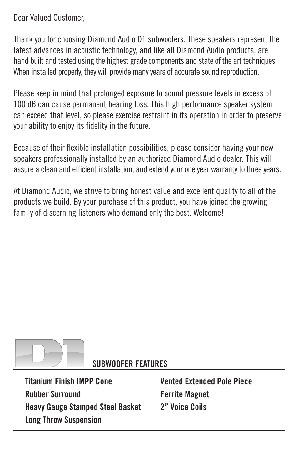 Diamond Audio Technology D112 User Manual | Page 2 / 4