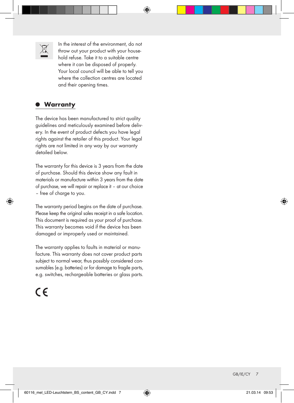 Warranty | Melinera Z31514F-BS/Z31514G-BS/Z31245C-BS/ Z31514H-BS/Z31245J-BS User Manual | Page 7 / 11