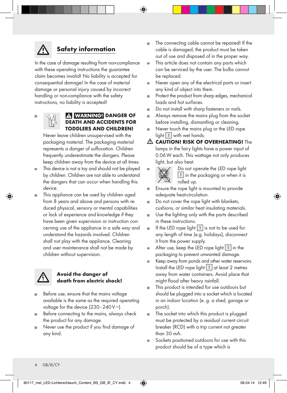 Safety information | Melinera Z31515A-BS User Manual | Page 4 / 11