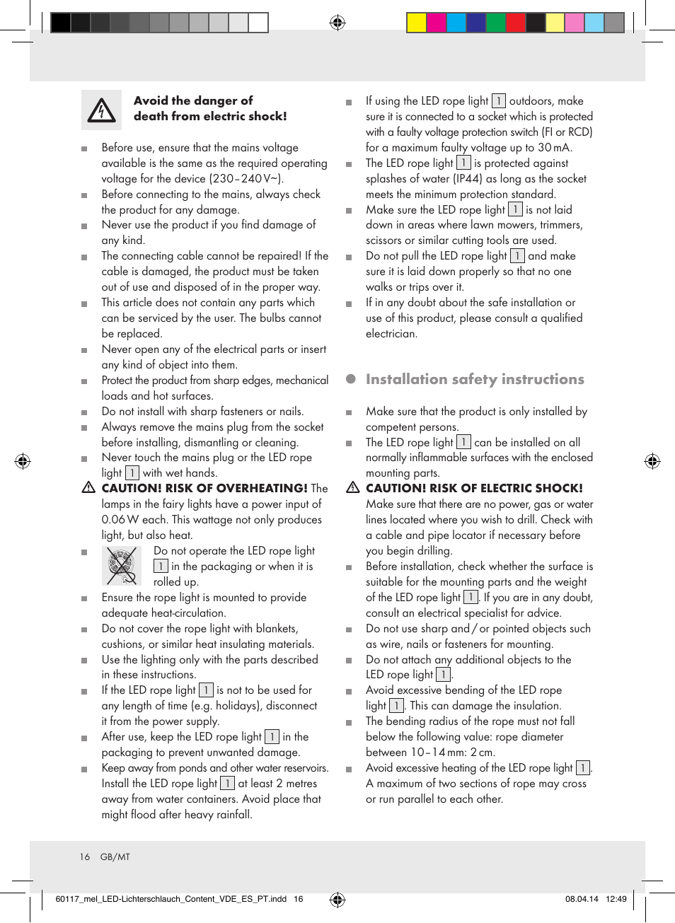 Installation safety instructions | Melinera Z31515A-BS User Manual | Page 16 / 22
