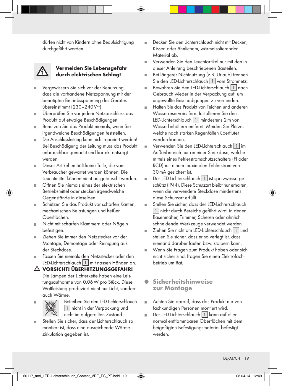 Sicherheitshinweise zur montage | Melinera Z31515A-BS User Manual | Page 19 / 22