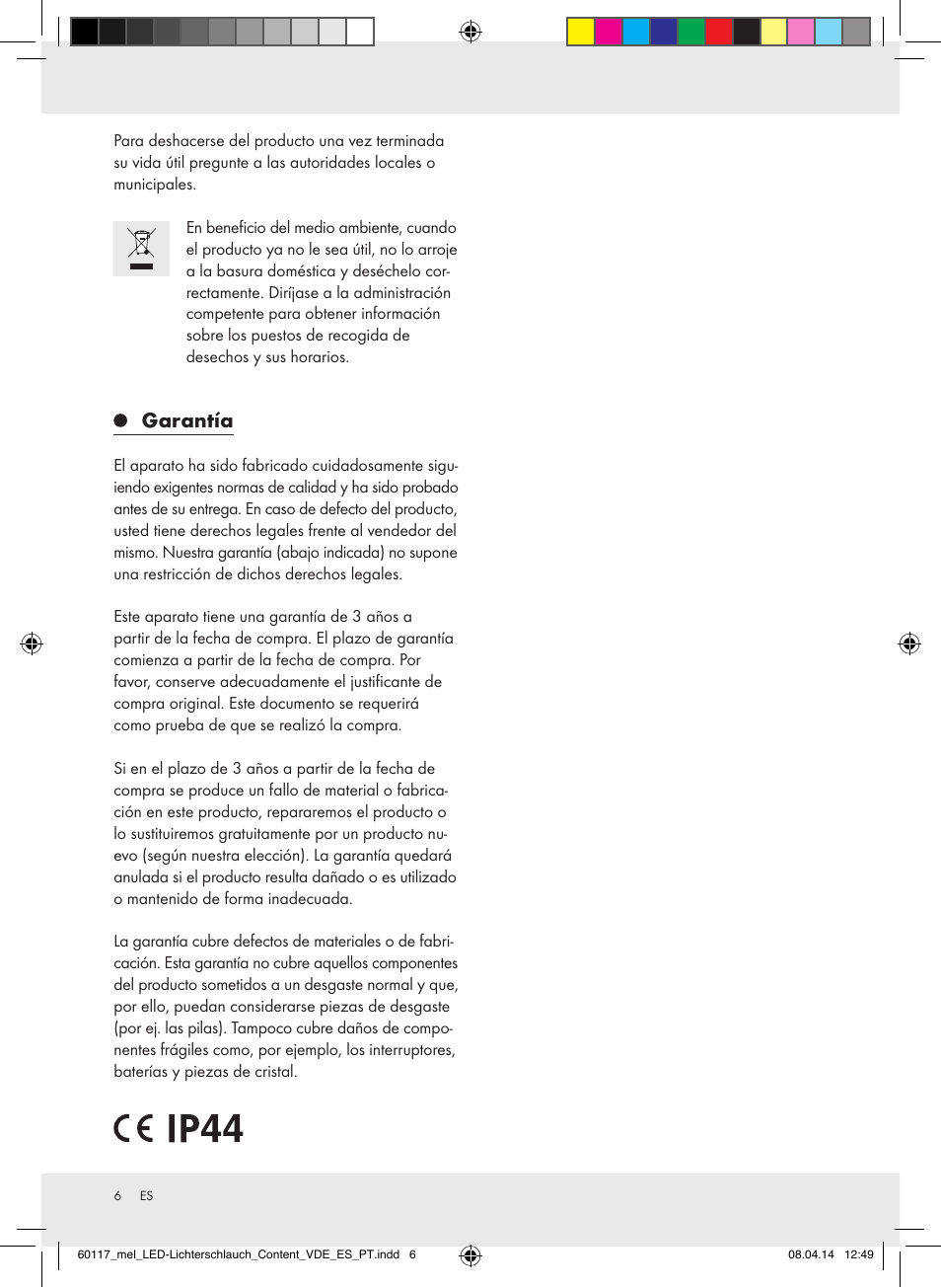 Garantía | Melinera Z31515A-BS User Manual | Page 6 / 22