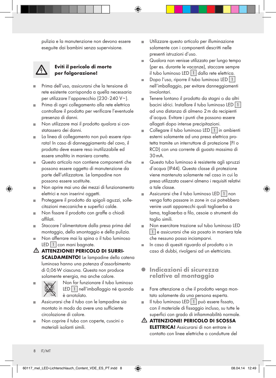 Indicazioni di sicurezza relative al montaggio | Melinera Z31515A-BS User Manual | Page 8 / 22