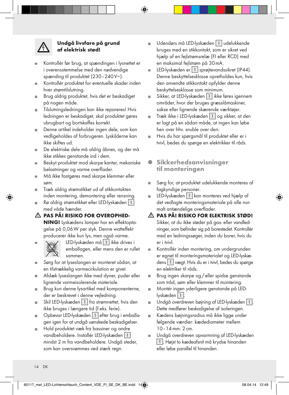 Sikkerhedsanvisninger til monteringen | Melinera Z31515A-BS User Manual | Page 14 / 28