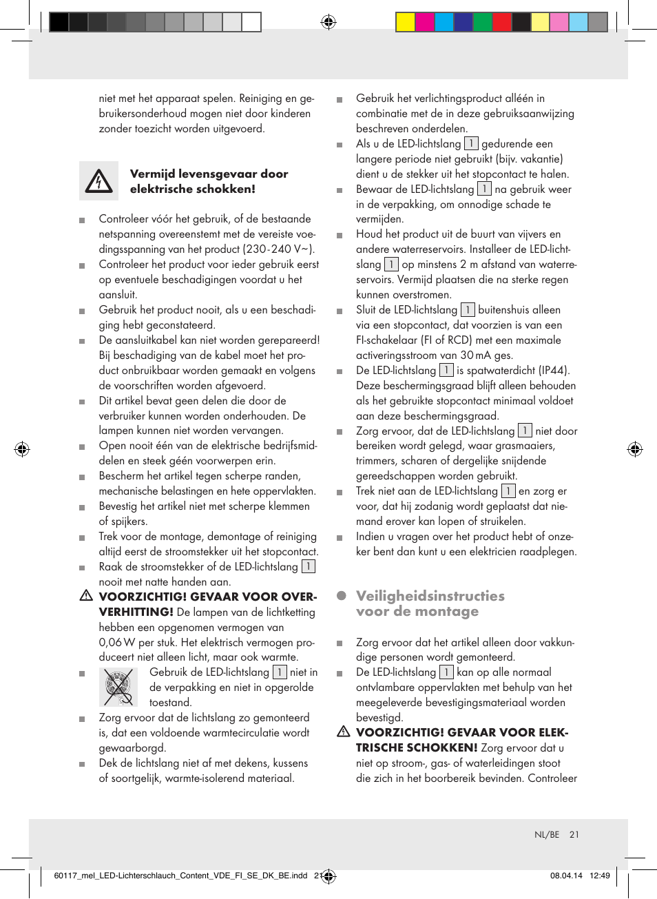 Veiligheidsinstructies voor de montage | Melinera Z31515A-BS User Manual | Page 21 / 28