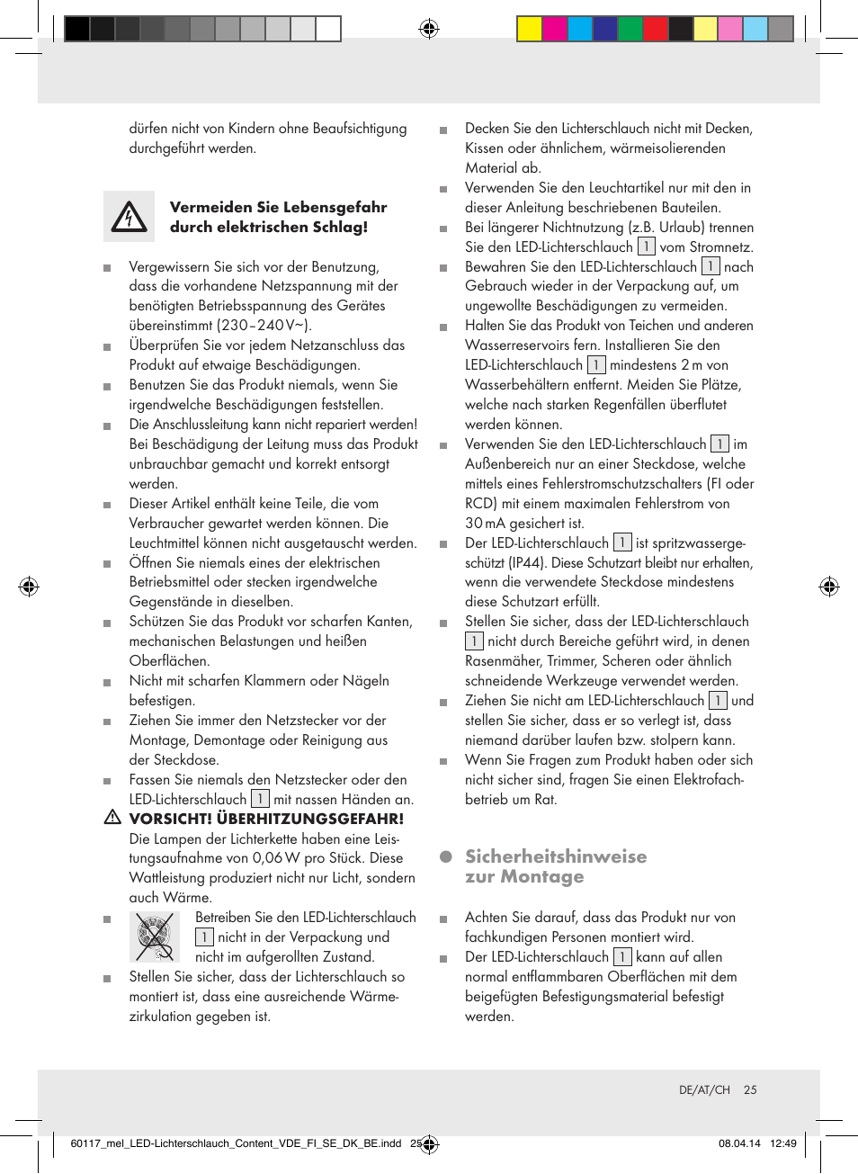 Sicherheitshinweise zur montage | Melinera Z31515A-BS User Manual | Page 25 / 28