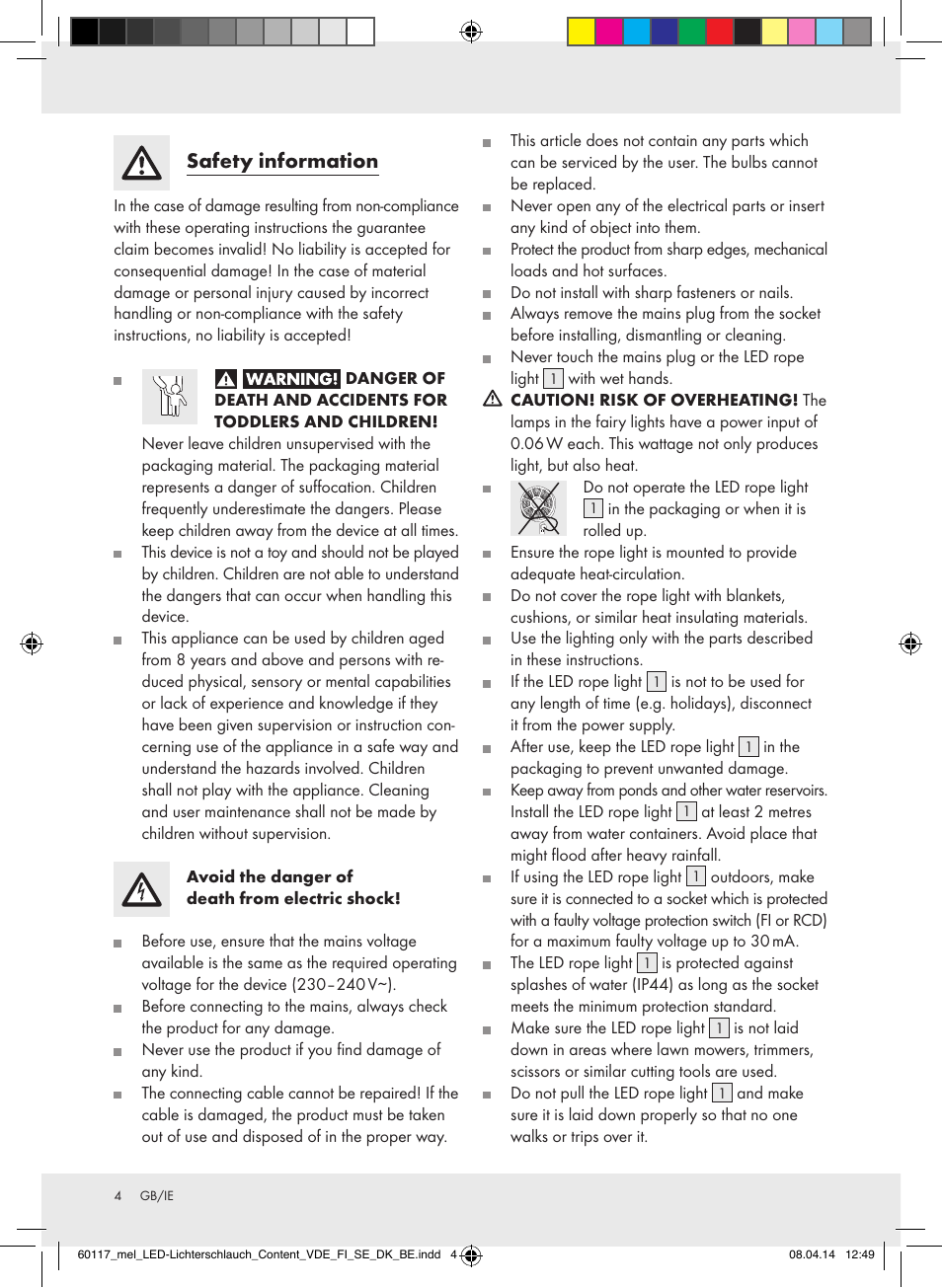 Safety information | Melinera Z31515A-BS User Manual | Page 4 / 28