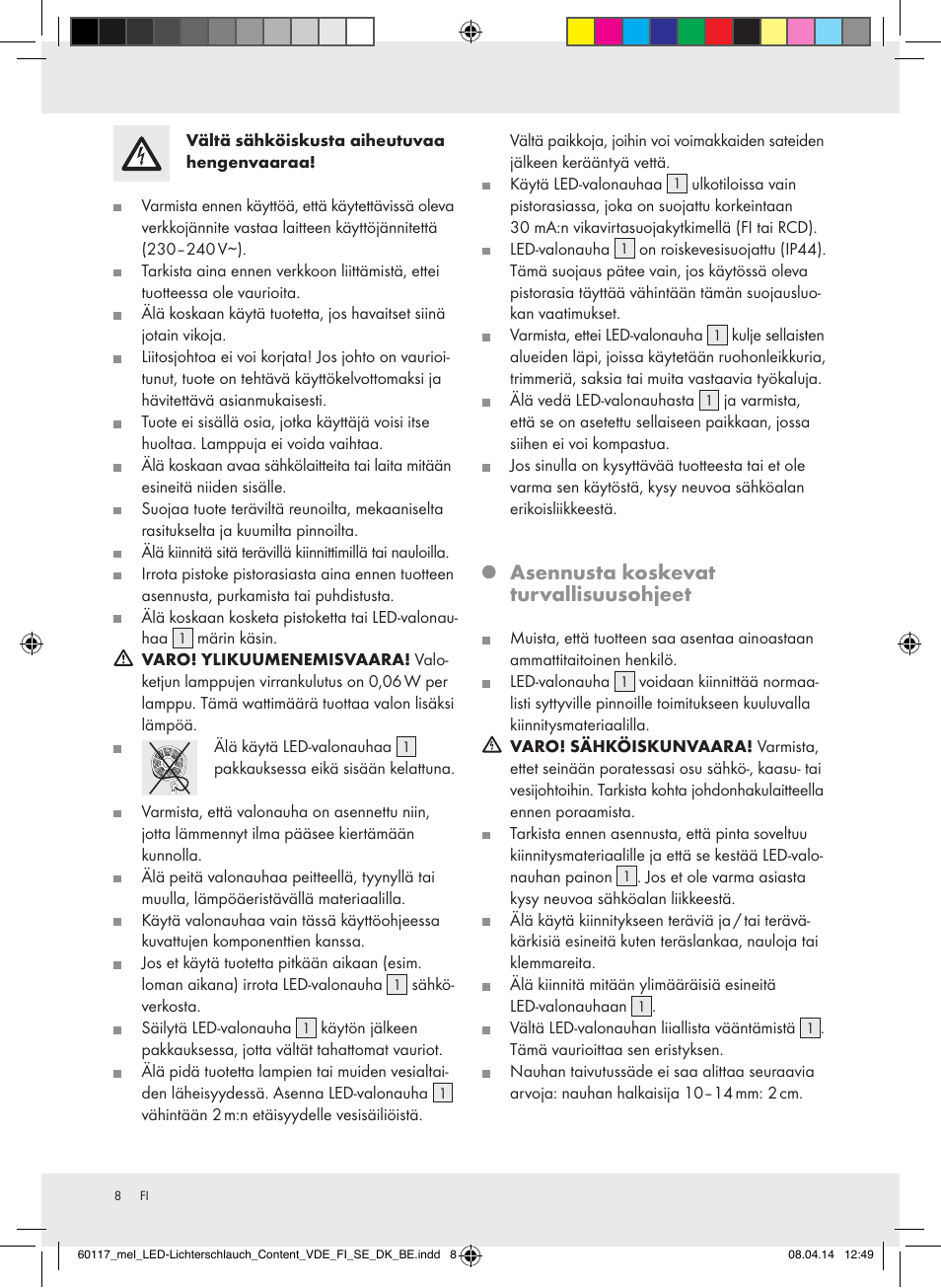 Asennusta koskevat turvallisuusohjeet | Melinera Z31515A-BS User Manual | Page 8 / 28