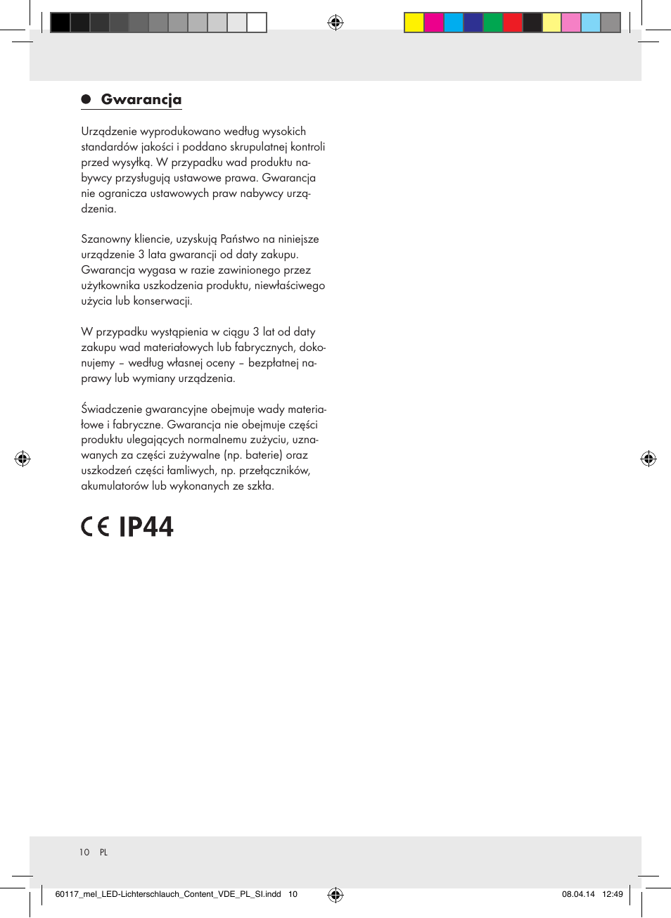 Gwarancja | Melinera Z31515A-BS User Manual | Page 10 / 29