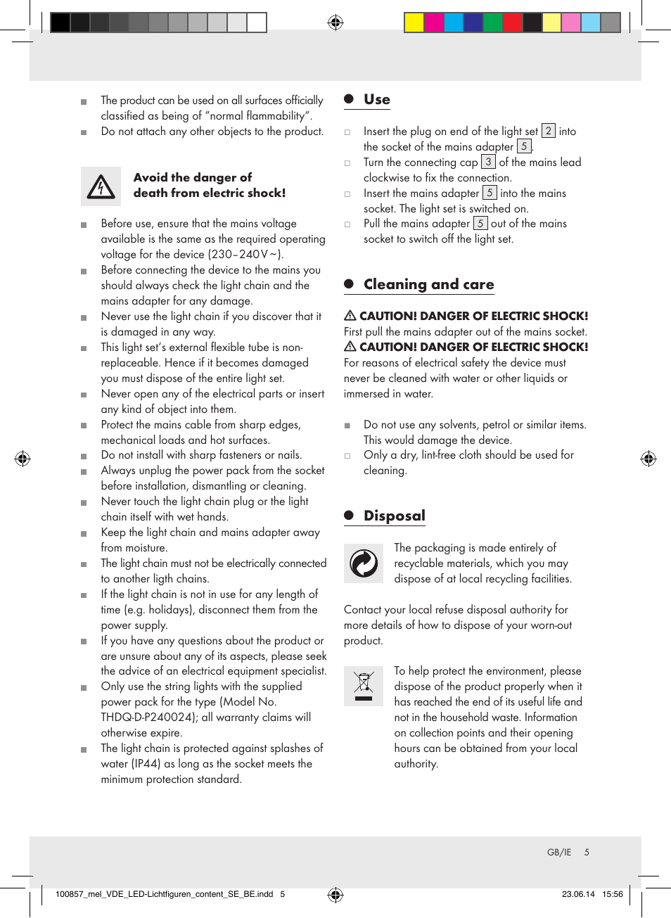 Cleaning and care, Disposal | Melinera 100857-14-0х User Manual | Page 5 / 19