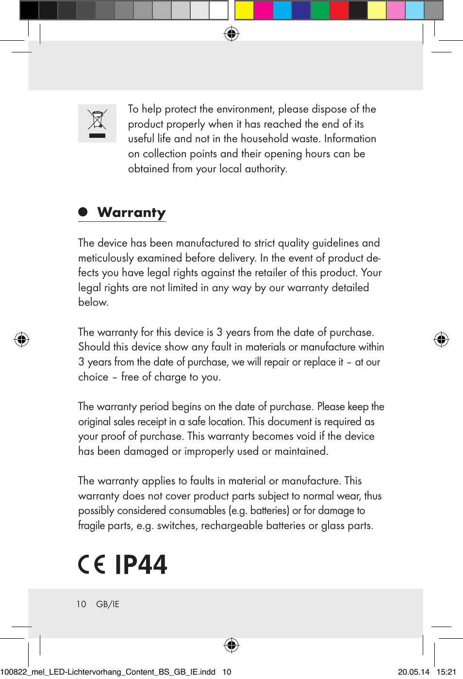 Warranty | Melinera Z30171-BS/Z31589-BS User Manual | Page 10 / 11