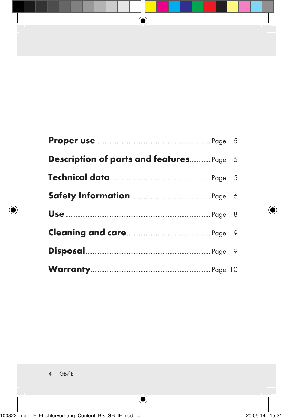 Proper use, Description of parts and features, Technical data | Safety information, Cleaning and care, Disposal, Warranty | Melinera Z30171-BS/Z31589-BS User Manual | Page 4 / 11