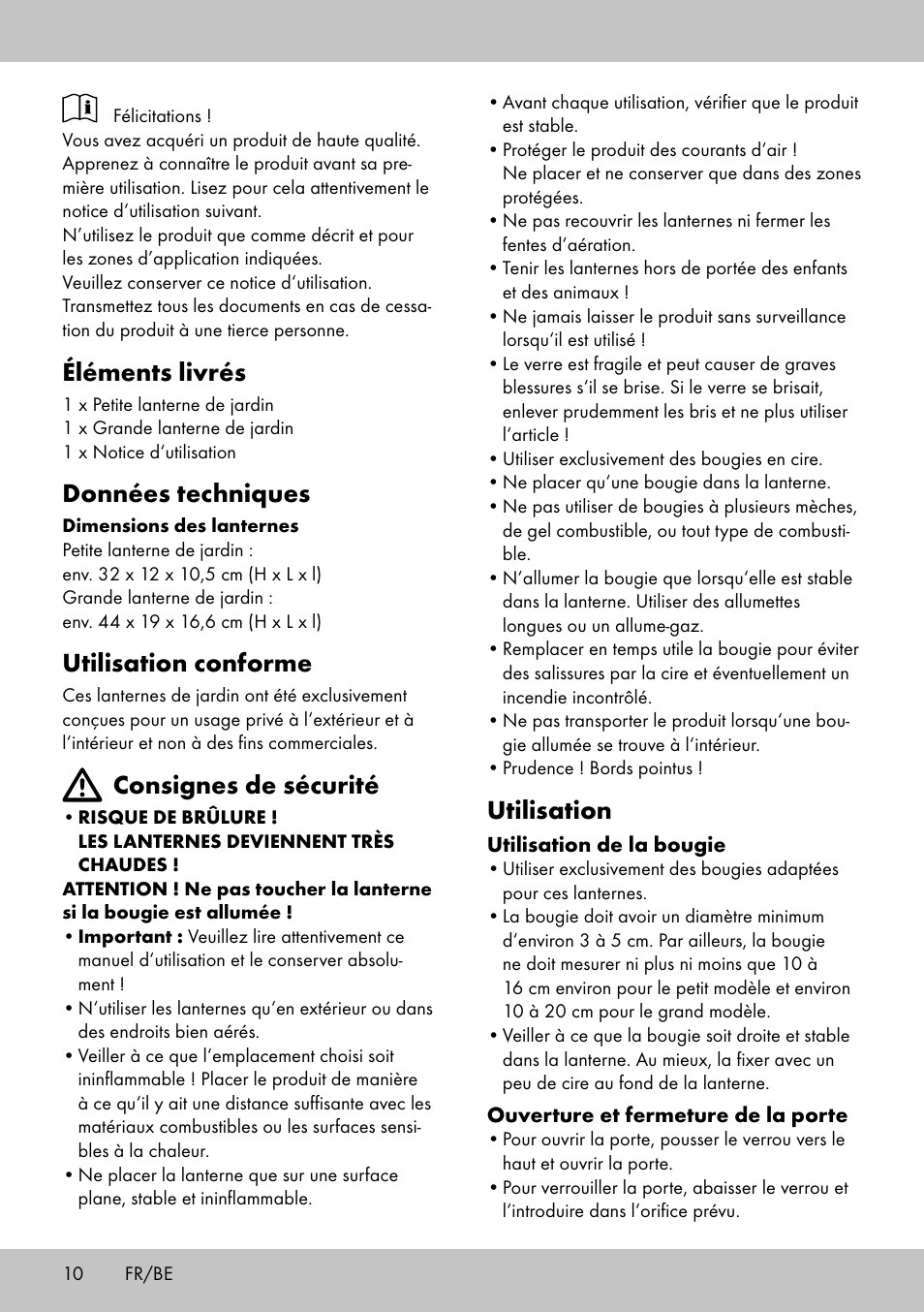 Éléments livrés, Données techniques, Utilisation conforme | Consignes de sécurité, Utilisation | Melinera LS-1662 User Manual | Page 10 / 16
