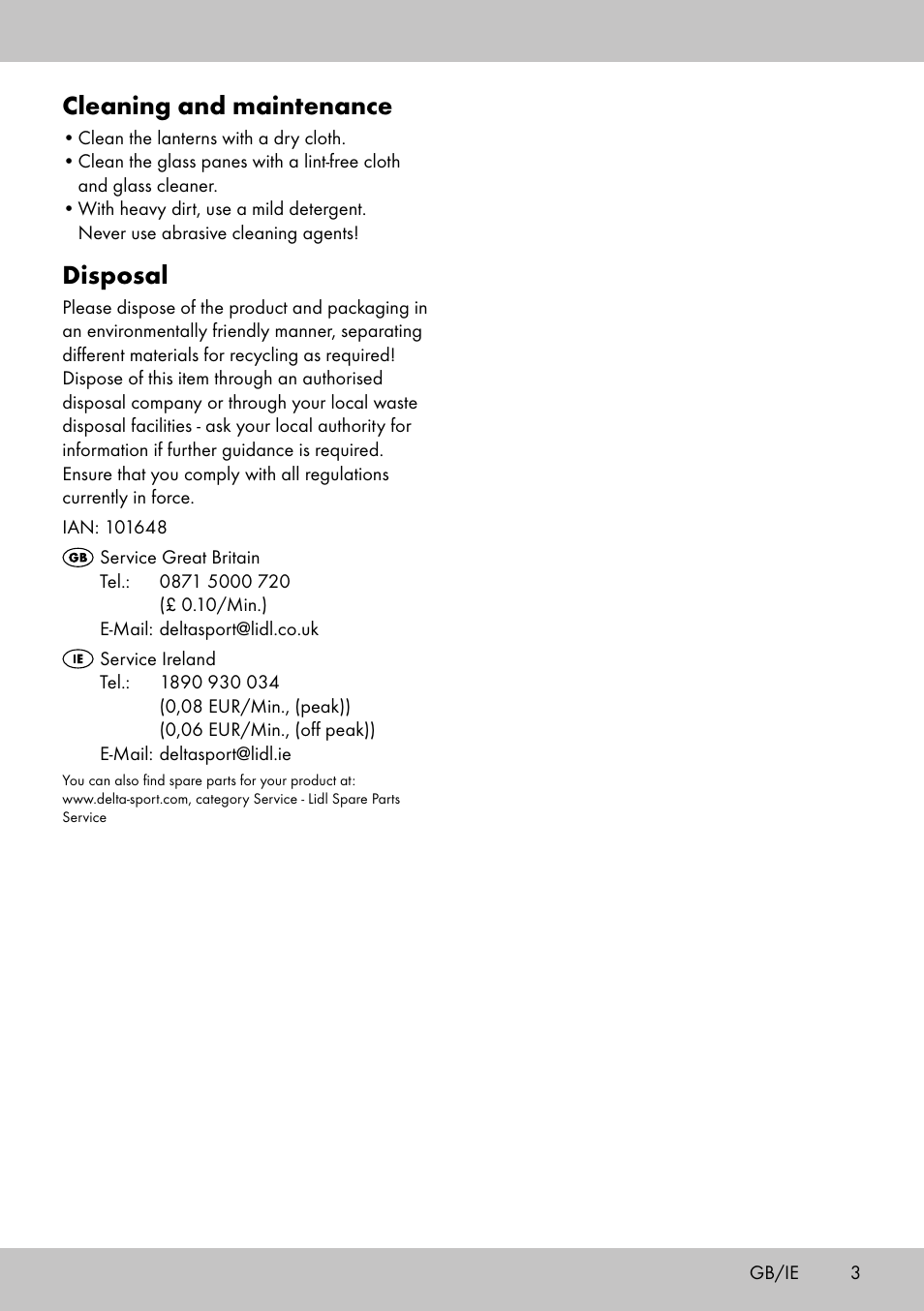Cleaning and maintenance, Disposal | Melinera LS-1662 User Manual | Page 3 / 16