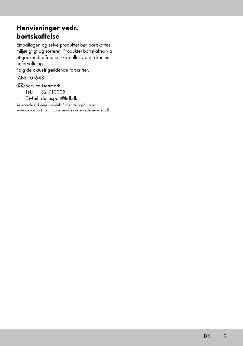 Henvisninger vedr. bortskaffelse | Melinera LS-1663 User Manual | Page 9 / 16