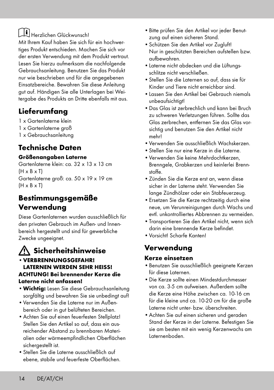 Lieferumfang, Technische daten, Bestimmungsgemäße verwendung | Sicherheitshinweise, Verwendung | Melinera LS-1664 User Manual | Page 14 / 16
