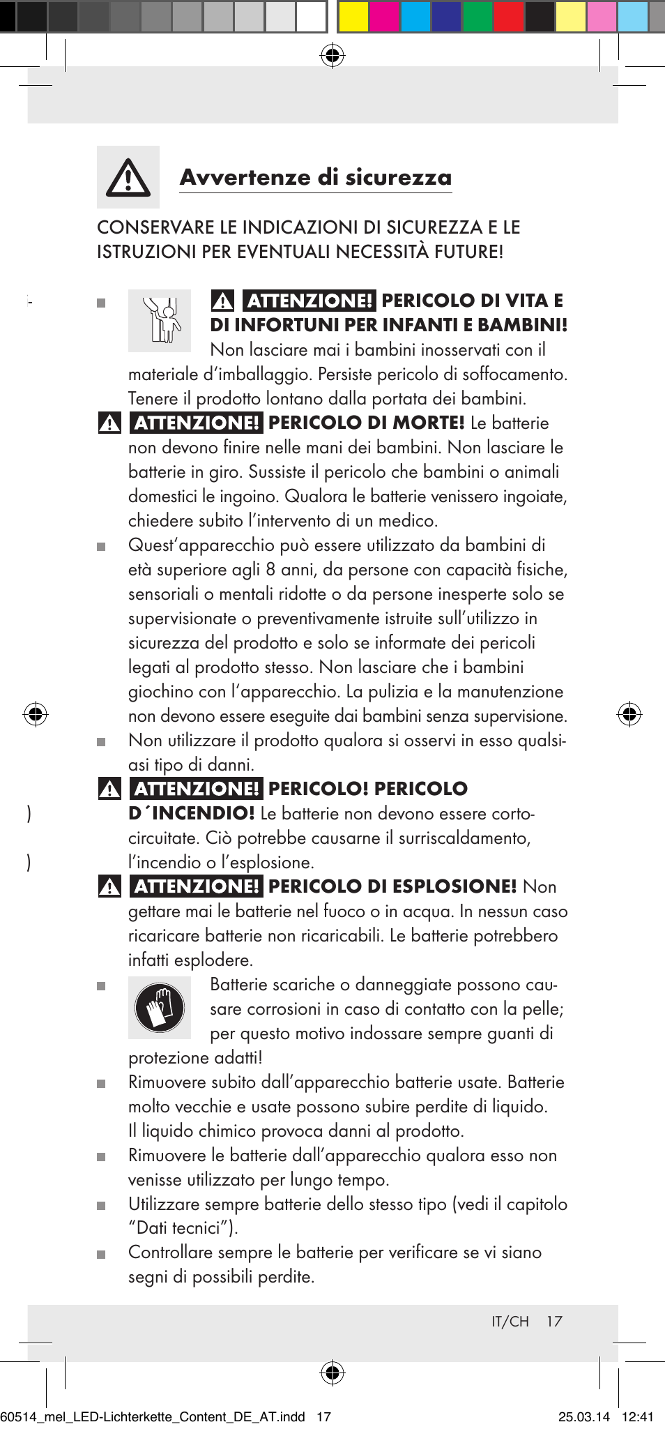 Catena luminosa led utilizzo determinato, Descrizione dei componenti, Dati tecnici | Volume di consegna, Avvertenze di sicurezza | Melinera Z30893 User Manual | Page 17 / 20