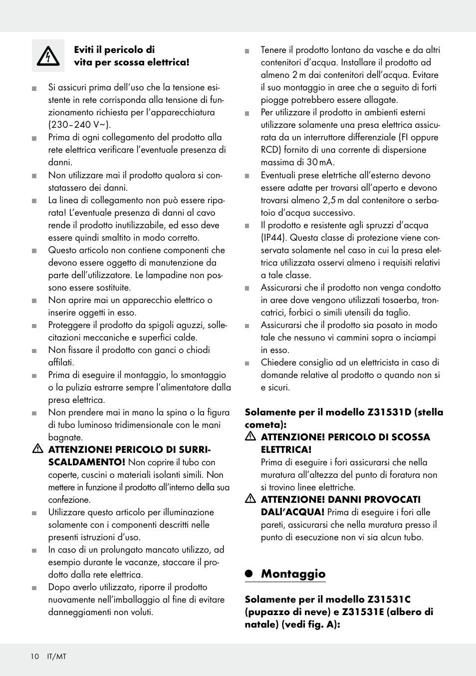 Montaggio | Melinera Z31531 User Manual | Page 10 / 24