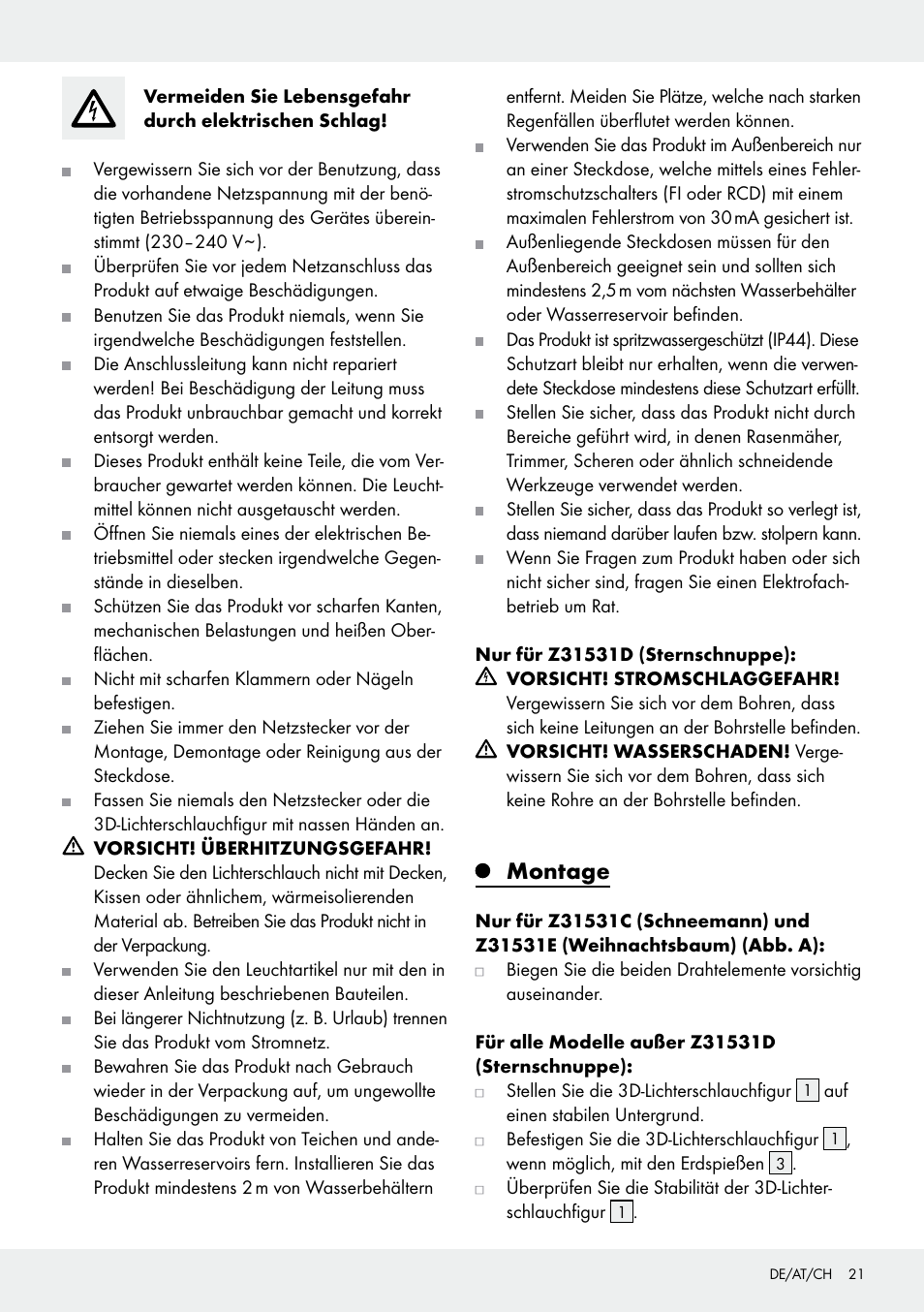Montage | Melinera Z31531 User Manual | Page 21 / 24