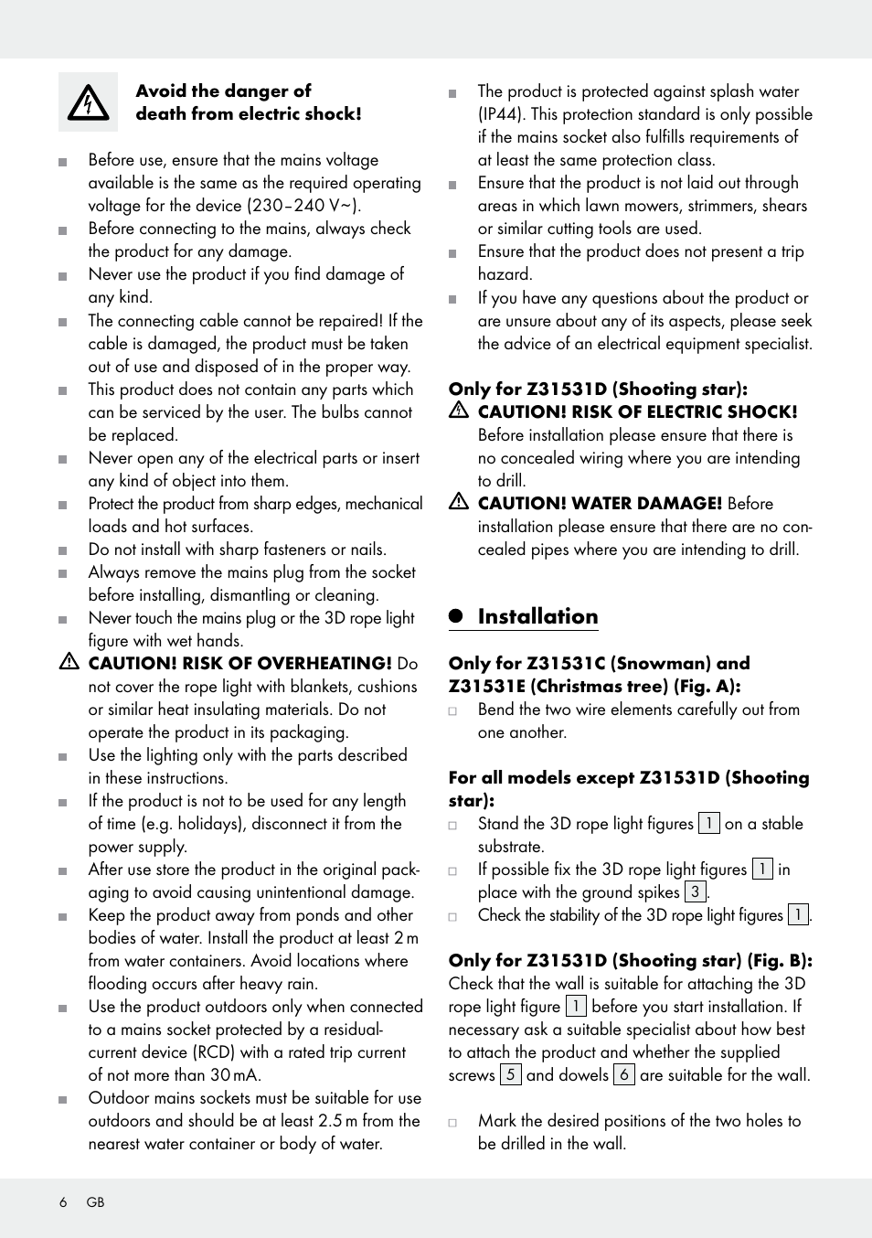 Installation | Melinera Z31531 User Manual | Page 6 / 31