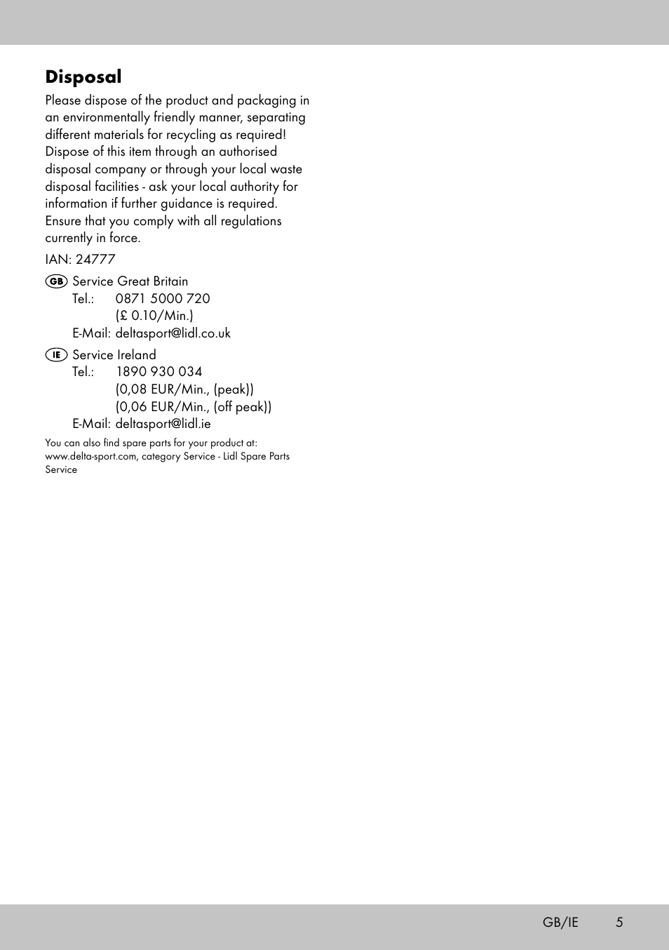 Disposal | Melinera HL-1858 User Manual | Page 5 / 20