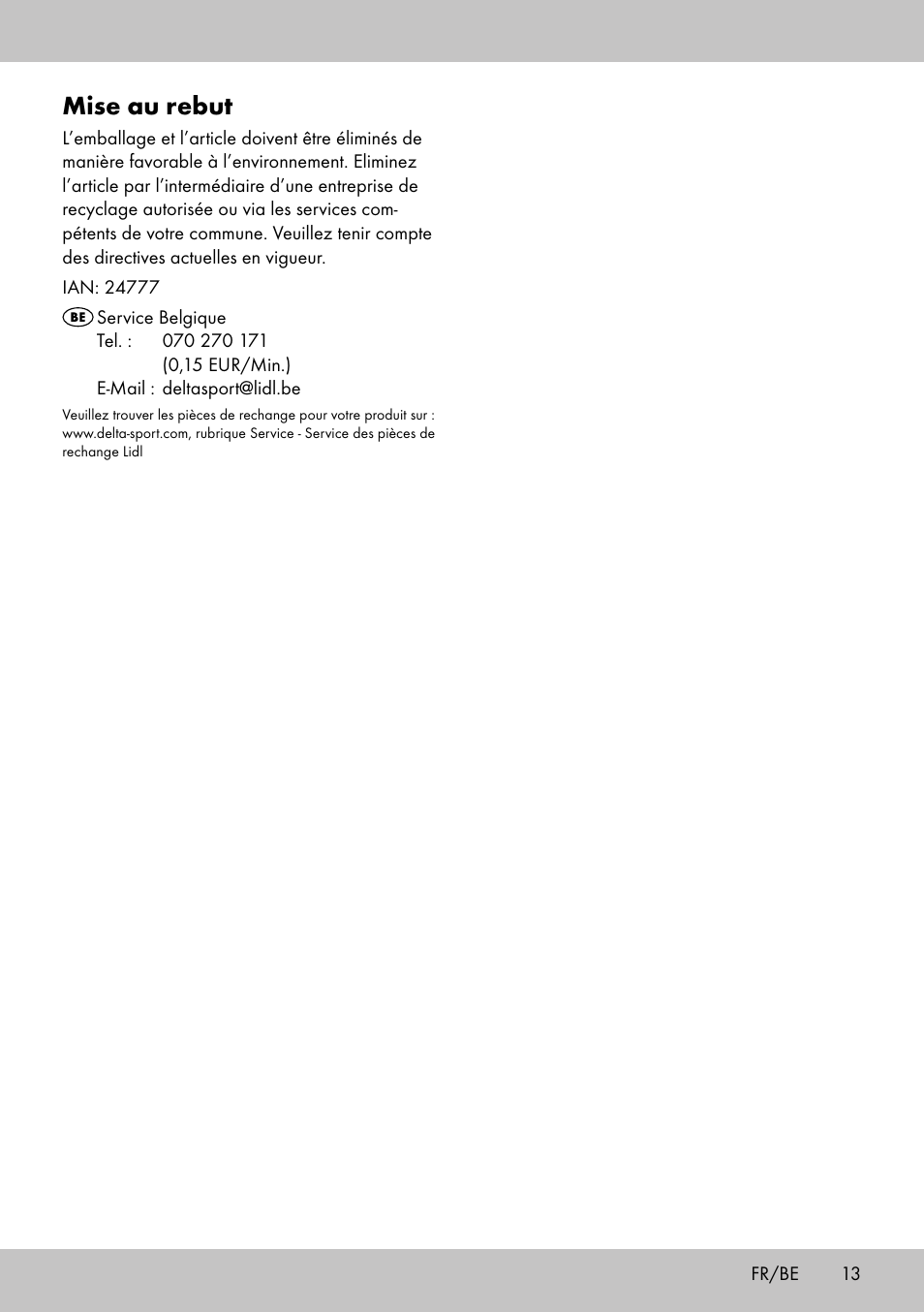 Mise au rebut | Melinera HL-1860 User Manual | Page 13 / 20