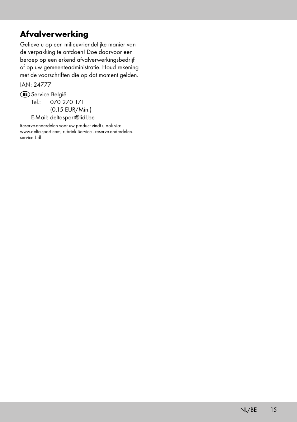 Afvalverwerking | Melinera HL-1860 User Manual | Page 15 / 20
